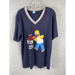 Homer Simpson Beer T Shirt Men's Size L V Neck No Function‎ No Beer Funny Tee